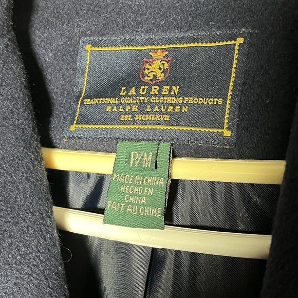 Lauren Ralph Lauren Trech Coat Womens Petite Medium Blue Wool Cashmere Blend - Picture 7 of 10